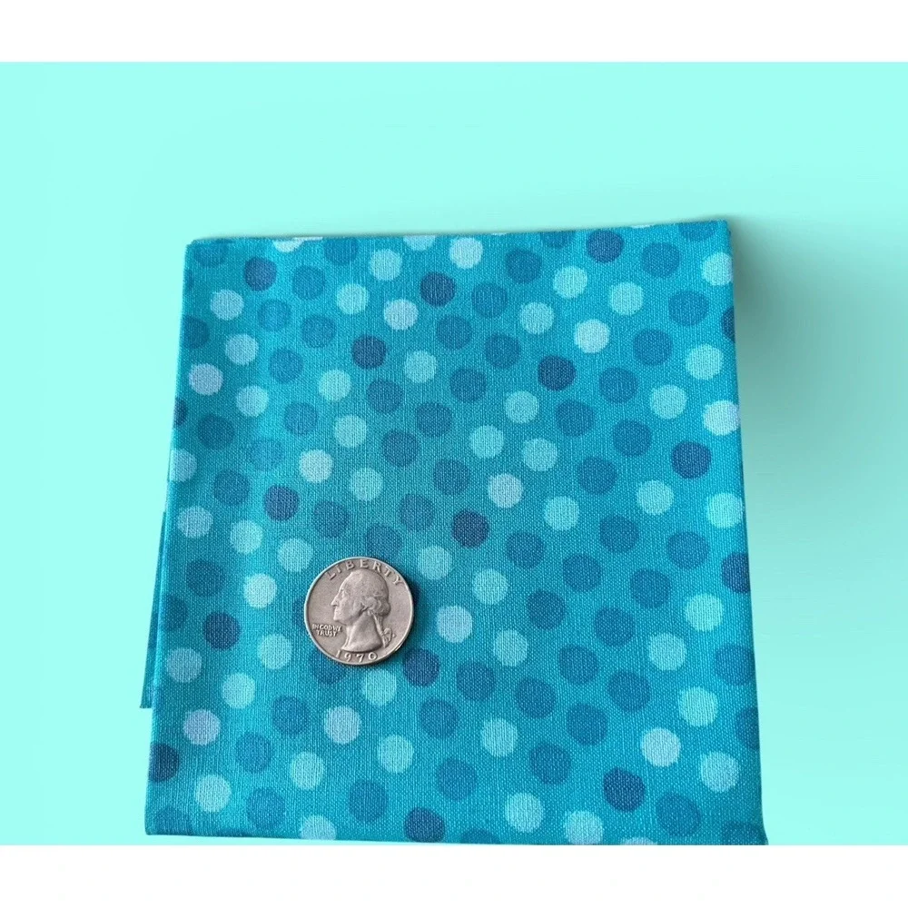 Fabric Quilt Craft‎ Cotton 3 Fat Quarters Blue Tone Prints Polka Dots Abstract
